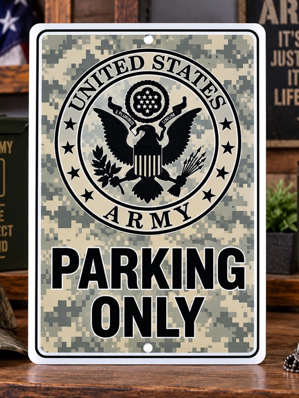 Army Metal Parking Sign 12x8 Military Veteran Garage Man Cave Decor Gift
